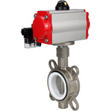 Vanne papillon d'eau Elephant WBV3131P-2W-Fb-H, matériau du corps - Acier inoxydable AISI 304, matériau du disque - Acier inoxydable AISI 304, joint - PTFE, actionneur pneumatique PA-SA avec ressorts de rappel, 4M310-08 24V