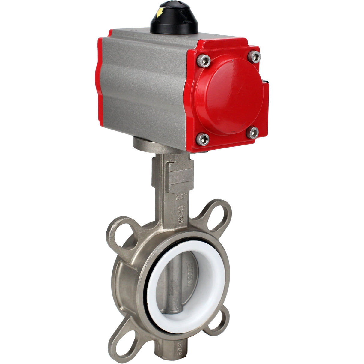 Vanne papillon d'eau Elephant WBV3131P-2W-Fb-H, matériau du corps - Acier inoxydable AISI 304, matériau du disque - Acier inoxydable AISI 304, joint - PTFE, actionneur pneumatique PA-DA double action, 4M310-08 24V