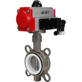 Vanne papillon d'eau Elephant WBV3131P-2W-Fb-H, matériau du corps - Acier inoxydable AISI 304, matériau du disque - Acier inoxydable AISI 304, joint - PTFE, actionneur pneumatique PA-DA double action, 4M310-08 220V