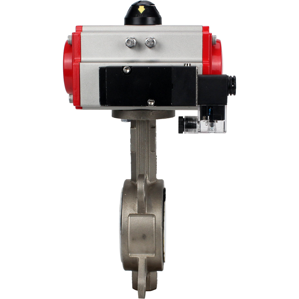 Vanne papillon d'eau Elephant WBV3131P-2W-Fb-H, matériau du corps - Acier inoxydable AISI 304, matériau du disque - Acier inoxydable AISI 304, joint - PTFE, actionneur pneumatique PA-SA avec ressorts de rappel, 4M310-08 24V