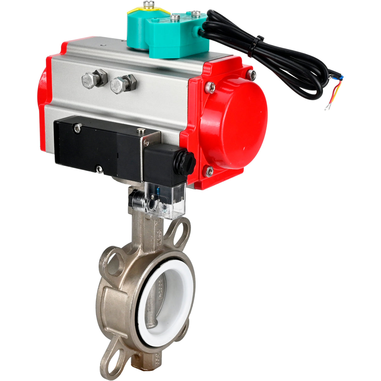 Disc rotary valves Elephant WBV3131P-2W-Fb-H DN50-250 16 bar body - 304 stainless steel, disc - 304 stainless steel, seal - PTFE, with pneumatic actuator PA-DA-XXX, pneumatic distributor 4M310-08 24V and ALS200D magnetic switch