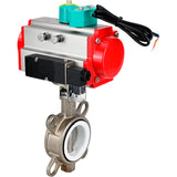 Disc rotary valves Elephant WBV3131P-2W-Fb-H DN50-250 16 bar body - 304 stainless steel, disc - 304 stainless steel, seal - PTFE, with pneumatic actuator PA-DA-XXX, pneumatic distributor 4M310-08 24V and ALS200D magnetic switch