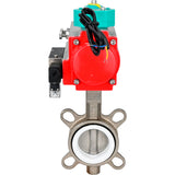 Disc rotary valves Elephant WBV3131P-2W-Fb-H DN50-250 16 bar body - 304 stainless steel, disc - 304 stainless steel, seal - PTFE, with pneumatic actuator PA-DA-XXX, pneumatic distributor 4M310-08 24V and ALS200D magnetic switch
