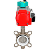 Disc rotary valves Elephant WBV3131P-2W-Fb-H DN50-250 16 bar body - 304 stainless steel, disc - 304 stainless steel, seal - PTFE, with pneumatic actuator PA-DA-XXX, pneumatic distributor 4M310-08 24V and ALS200D magnetic switch