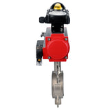 Vanne papillon d'eau Elephant WBV3131P-2W-Fb-H, matériau du corps - Acier inoxydable AISI 304, matériau du disque - Acier inoxydable AISI 304, joint - PTFE, actionneur pneumatique PA-SA avec ressorts de rappel, 4M310-08 24V, BKV APL-210N