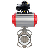 Vanne papillon d'eau Elephant WBV3131P-2W-Fb-H, matériau du corps - Acier inoxydable AISI 304, matériau du disque - Acier inoxydable AISI 304, joint - PTFE, actionneur pneumatique PA-SA avec ressorts de rappel, 4M310-08 24V, BKV APL-210N