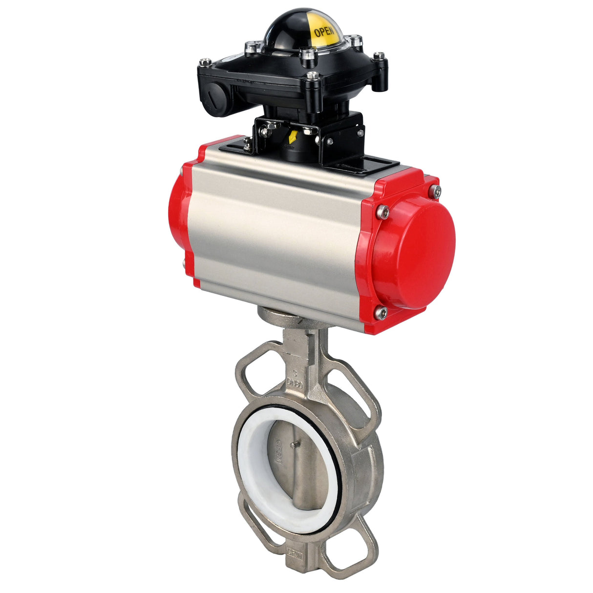 Vanne papillon d'eau Elephant WBV3131P-2W-Fb-H, matériau du corps - Acier inoxydable AISI 304, matériau du disque - Acier inoxydable AISI 304, joint - PTFE, actionneur pneumatique PA-SA avec ressorts de rappel, 4M310-08 24V, BKV APL-210N