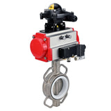 Vanne papillon d'eau Elephant WBV3131P-2W-Fb-H, matériau du corps - Acier inoxydable AISI 304, matériau du disque - Acier inoxydable AISI 304, joint - PTFE, actionneur pneumatique PA-SA avec ressorts de rappel, 4M310-08 24V, BKV APL-210N