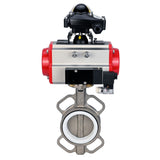 Vanne papillon d'eau Elephant WBV3131P-2W-Fb-H, matériau du corps - Acier inoxydable AISI 304, matériau du disque - Acier inoxydable AISI 304, joint - PTFE, actionneur pneumatique PA-SA avec ressorts de rappel, 4M310-08 24V, BKV APL-210N