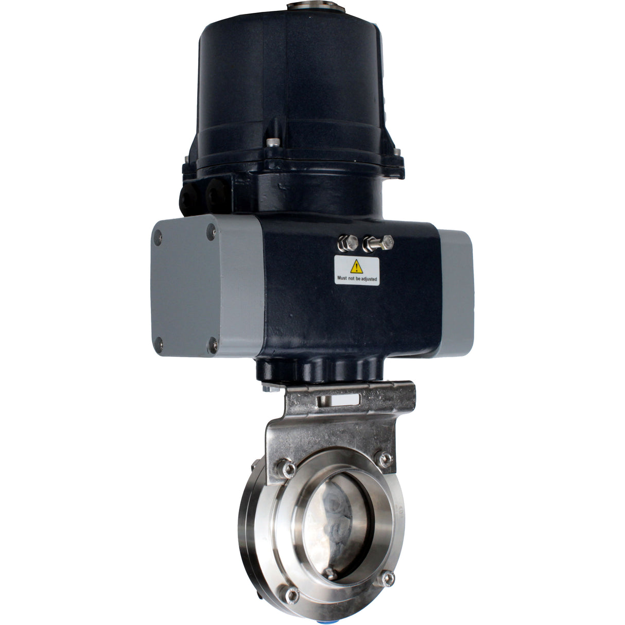 Butterfly valves Elephant WBV3131S-2W-C-H clumpy, body - food grade stainless steel AISI 304, disc - stainless steel AISI 304, seal - Silicon, with electric quarter turn actuator Elephant QTSA-N-EM-O0-220VAC