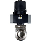 Butterfly valves Elephant WBV3131S-2W-C-H clumpy, body - food grade stainless steel AISI 304, disc - stainless steel AISI 304, seal - Silicon, with electric quarter turn actuator Elephant QTSA-N-EM-O0-220VAC
