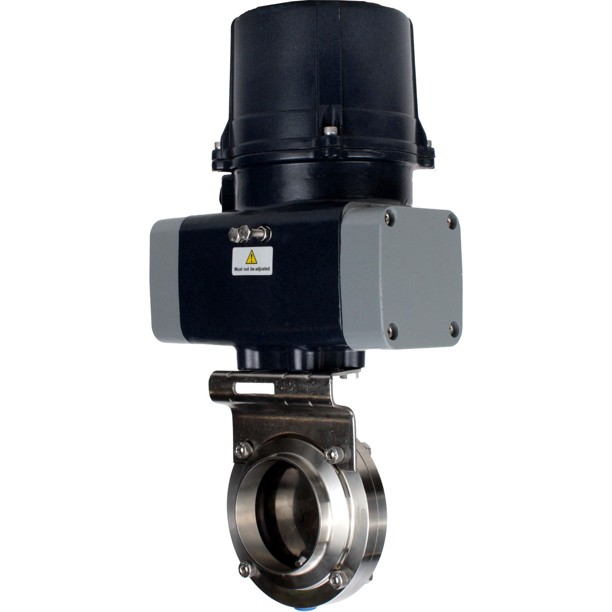 Butterfly valves Elephant WBV3131S-2W-C-H clumpy, body - food grade stainless steel AISI 304, disc - stainless steel AISI 304, seal - Silicon, with electric quarter turn actuator Elephant QTSA-N-EM-O0-220VAC