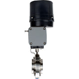 Butterfly valves Elephant WBV3131S-2W-C-H clumpy, body - food grade stainless steel AISI 304, disc - stainless steel AISI 304, seal - Silicon, with electric quarter turn actuator Elephant QTSA-N-EM-O0-220VAC