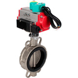 Water Butterfly Valve Elephant WBV3232V-2W-Fb-H DN50-300 16 bar case - 316L stainless steel, disc - 316L stainless steel, seal - Viton, with pneumatic actuator PA-DA-XXX, pneumatic distributor 4M310-08 NAMUR 24V and ALS200D magnetic switch