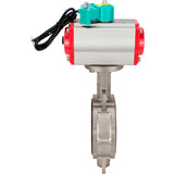Water Butterfly Valve Elephant WBV3232V-2W-Fb-H DN50-300 16 bar case - 316L stainless steel, disc - 316L stainless steel, seal - Viton, with pneumatic actuator PA-DA-XXX, pneumatic distributor 4M310-08 NAMUR 24V and ALS200D magnetic switch