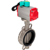 Water Butterfly Valve Elephant WBV3232V-2W-Fb-H DN50-300 16 bar case - 316L stainless steel, disc - 316L stainless steel, seal - Viton, with pneumatic actuator PA-DA-XXX, pneumatic distributor 4M310-08 NAMUR 24V and ALS200D magnetic switch