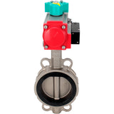 Water Butterfly Valve Elephant WBV3232V-2W-Fb-H DN50-300 16 bar case - 316L stainless steel, disc - 316L stainless steel, seal - Viton, with pneumatic actuator PA-DA-XXX, pneumatic distributor 4M310-08 NAMUR 24V and ALS200D magnetic switch