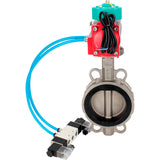 Water Butterfly Valve Elephant WBV3232V-2W-Fb-H DN50-300 16 bar case - 316L stainless steel, disc - 316L stainless steel, seal - Viton, with pneumatic actuator PA-DA-XXX, pneumatic distributor 4V320-10 220V and ALS200D magnetic switch