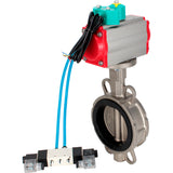 Water Butterfly Valve Elephant WBV3232V-2W-Fb-H DN50-300 16 bar case - 316L stainless steel, disc - 316L stainless steel, seal - Viton, with pneumatic actuator PA-DA-XXX, pneumatic distributor 4V320-10 220V and ALS200D magnetic switch