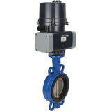 Butterfly valves Elephant WBV3432V-2W-Fb-H interflanged, body - WCB carbon steel, disc - stainless steel 316L, seal - Viton, with electric quarter turn actuator Elephant QTSA-N-EM-O0-220VAC