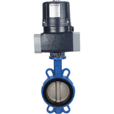Butterfly valves Elephant WBV3432V-2W-Fb-H interflanged, body - WCB carbon steel, disc - stainless steel 316L, seal - Viton, with electric quarter turn actuator Elephant QTSA-N-EM-O0-220VAC