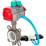 Water Butterfly Valve Elephant WBV3232P-2W-Fb-H DN40-300 16 bar case - 316L stainless steel, disc - 316L stainless steel, seal - PTFE, with pneumatic actuator PA-DA-XXX, pneumatic distributor 4V320-08 220V and ALS200D magnetic switch