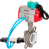 Water Butterfly Valve Elephant WBV3232P-2W-Fb-H DN40-300 16 bar case - 316L stainless steel, disc - 316L stainless steel, seal - PTFE, with pneumatic actuator PA-DA-XXX, pneumatic distributor 4V320-08 220V and ALS200D magnetic switch