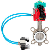 Water Butterfly Valve Elephant WBV3232P-2W-Fb-H DN40-300 16 bar case - 316L stainless steel, disc - 316L stainless steel, seal - PTFE, with pneumatic actuator PA-DA-XXX, pneumatic distributor 4V320-08 220V and ALS200D magnetic switch