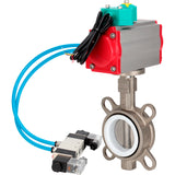 Water Butterfly Valve Elephant WBV3232P-2W-Fb-H DN40-300 16 bar case - 316L stainless steel, disc - 316L stainless steel, seal - PTFE, with pneumatic actuator PA-DA-XXX, pneumatic distributor 4V320-08 220V and ALS200D magnetic switch