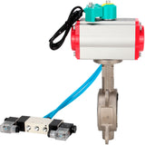 Water Butterfly Valve Elephant WBV3232P-2W-Fb-H DN40-300 16 bar case - 316L stainless steel, disc - 316L stainless steel, seal - PTFE, with pneumatic actuator PA-DA-XXX, pneumatic distributor 4V320-08 220V and ALS200D magnetic switch