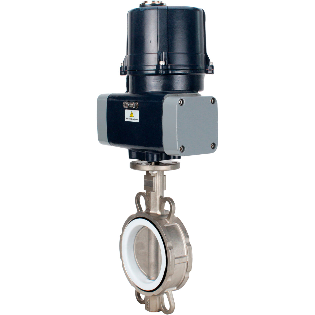 Butterfly valves Elephant WBV3232P-2W-Fb-H interflanged, body - stainless steel AISI 316L, disc - stainless steel 316L, seal - PTFE, with electric quarter turn actuator Elephant QTSA-N-EM-O0-220VAC