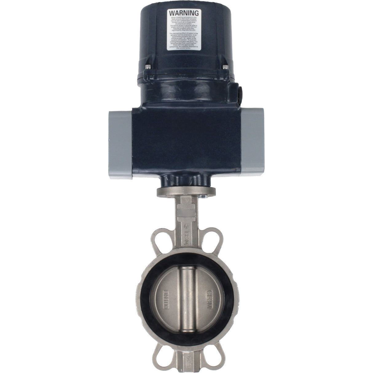 Butterfly valves Elephant WBV3232E-2W-Fb-H interflanged, body - stainless steel AISI 316L, disc - stainless steel 316L, seal - EPDM, with electric quarter turn actuator Elephant QTSA-N-EM-O0-220VAC