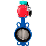 Water Butterfly Valve Elephant WBV3432V-2W-Fb-H DN50-300 16 bar body - WCB carbon steel, disc - 316L stainless steel, seal - Viton, with pneumatic actuator PA-DA-XXX, pneumatic distributor 4M310-08 NAMUR 24V and ALS200D magnetic switch