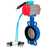 Water Butterfly Valve Elephant WBV3432V-2W-Fb-H DN50-300 16 bar body - WCB carbon steel, disc - 316L stainless steel, seal - Viton, with pneumatic actuator PA-DA-XXX, pneumatic distributor 4V320-10 220V and ALS200D magnetic switch