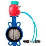 Water Butterfly Valve Elephant WBV3432V-2W-Fb-H DN50-300 16 bar body - WCB carbon steel, disc - 316L stainless steel, seal - Viton, with pneumatic actuator PA-DA-XXX, pneumatic distributor 4V320-10 220V and ALS200D magnetic switch
