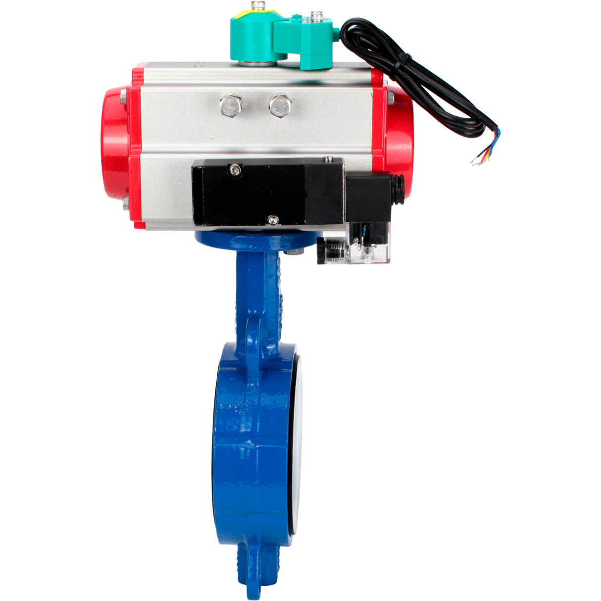 Water Butterfly Valve Elephant WBV3432P-2W-Fb-H DN40-300 16 bar body - WCB carbon steel, disc - 316L stainless steel, seal - PTFE, with pneumatic actuator PA-DA-XXX, pneumatic distributor 4M310-08 NAMUR 220V and ALS200D magnetic switch