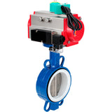 Water Butterfly Valve Elephant WBV3432P-2W-Fb-H DN40-300 16 bar body - WCB carbon steel, disc - 316L stainless steel, seal - PTFE, with pneumatic actuator PA-DA-XXX, pneumatic distributor 4M310-08 NAMUR 220V and ALS200D magnetic switch