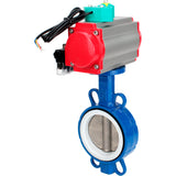Water Butterfly Valve Elephant WBV3432P-2W-Fb-H DN40-300 16 bar body - WCB carbon steel, disc - 316L stainless steel, seal - PTFE, with pneumatic actuator PA-DA-XXX, pneumatic distributor 4M310-08 NAMUR 220V and ALS200D magnetic switch