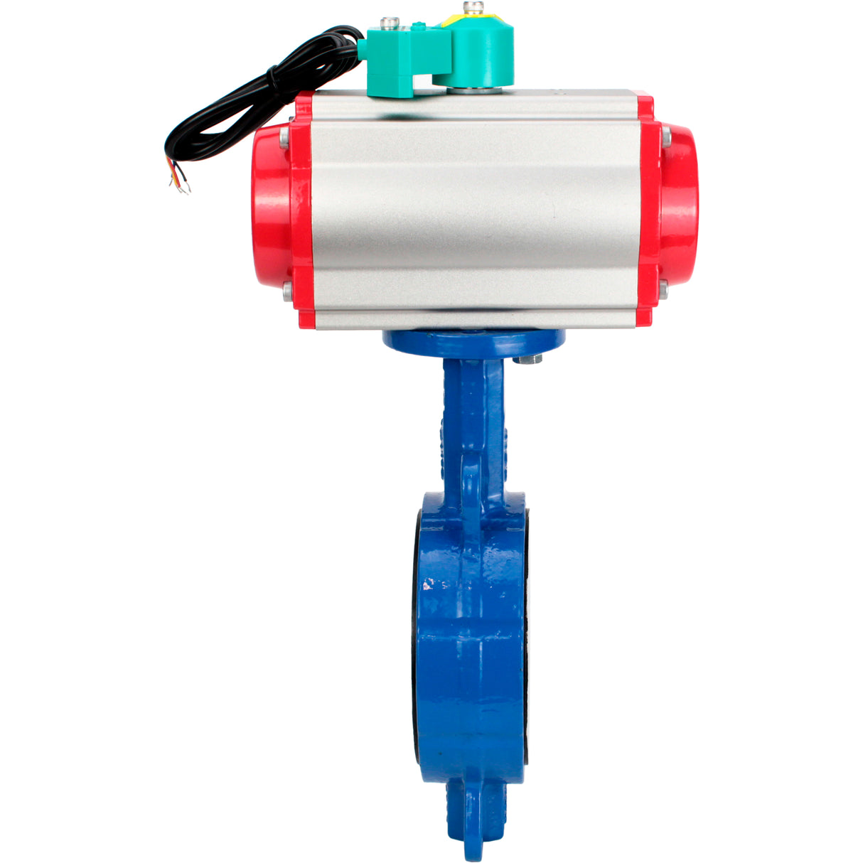 Water Butterfly Valve Elephant WBV3432P-2W-Fb-H DN40-300 16 bar body - WCB carbon steel, disc - 316L stainless steel, seal - PTFE, with pneumatic actuator PA-DA-XXX, pneumatic distributor 4M310-08 NAMUR 220V and ALS200D magnetic switch