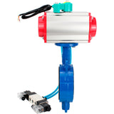 Water Butterfly Valve Elephant WBV3432P-2W-Fb-H DN40-300 16 bar body - WCB carbon steel, disc - 316L stainless steel, seal - PTFE, with pneumatic actuator PA-DA-XXX, pneumatic distributor 4V320-10 220V and ALS200D magnetic switch