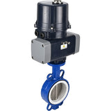 Butterfly valves Elephant WBV3432P-2W-Fb-H interflanged, body - WCB carbon steel, disc - stainless steel 316L, seal - PTFE, with electric quarter turn actuator Elephant QTSA-N-EM-O0-220VAC