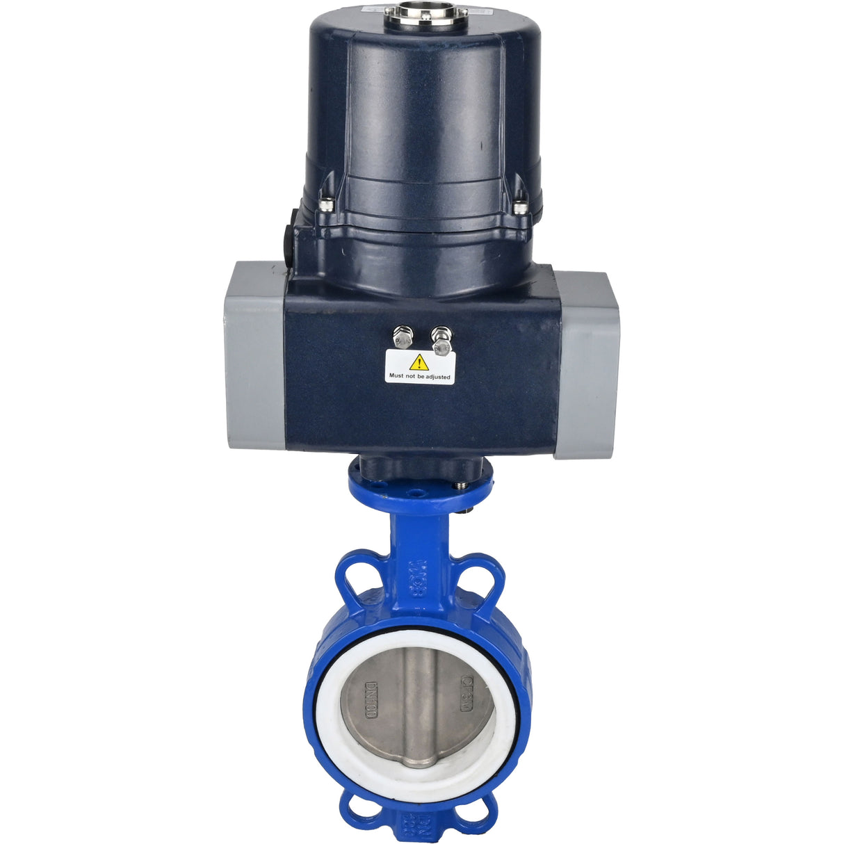 Butterfly valves Elephant WBV3432P-2W-Fb-H interflanged, body - WCB carbon steel, disc - stainless steel 316L, seal - PTFE, with electric quarter turn actuator Elephant QTSA-N-EM-O0-220VAC