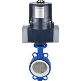 Butterfly valves Elephant WBV3432P-2W-Fb-H interflanged, body - WCB carbon steel, disc - stainless steel 316L, seal - PTFE, with electric quarter turn actuator Elephant QTSA-N-EM-O0-220VAC