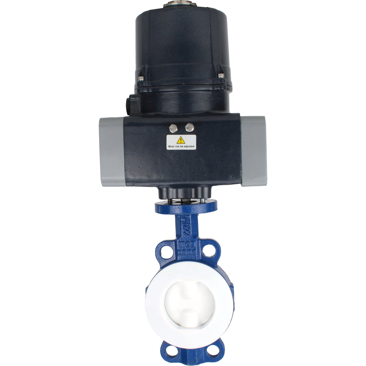 Butterfly valves Elephant WBV3434Pf-2W-Fb-H lined interflanged, body - carbon steel WCB, disc - carbon steel WCB, seal - PTFE, with electric quarter turn actuator Elephant QTSA-N-EM-O0-220VAC
