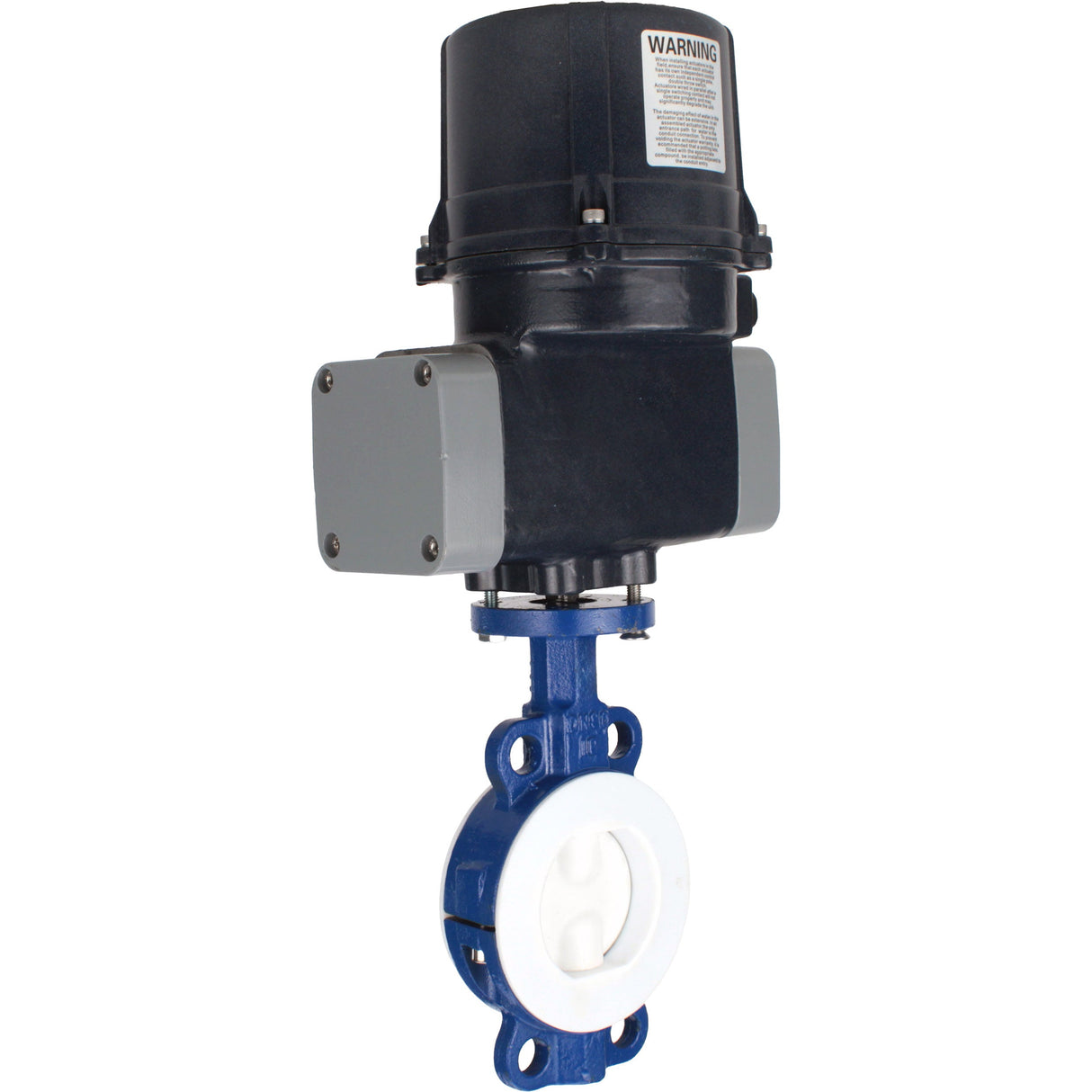 Butterfly valves Elephant WBV3434Pf-2W-Fb-H lined interflanged, body - carbon steel WCB, disc - carbon steel WCB, seal - PTFE, with electric quarter turn actuator Elephant QTSA-N-EM-O0-220VAC