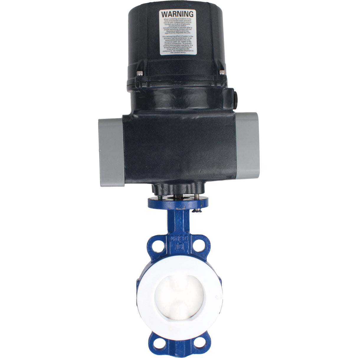Butterfly valves Elephant WBV3434Pf-2W-Fb-H lined interflanged, body - carbon steel WCB, disc - carbon steel WCB, seal - PTFE, with electric quarter turn actuator Elephant QTSA-N-EM-O0-220VAC