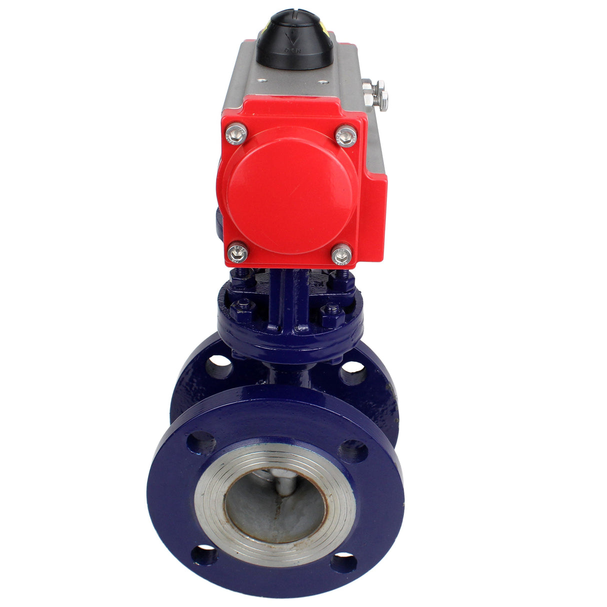 Vanne papillon d'eau Elephant WBV3EX-3432M-1W-F-ISO, matériau du corps - Acier au carbone, matériau du disque - Acier inoxydable AISI 316, joint - Métal, actionneur pneumatique PA-SA avec ressorts de rappel