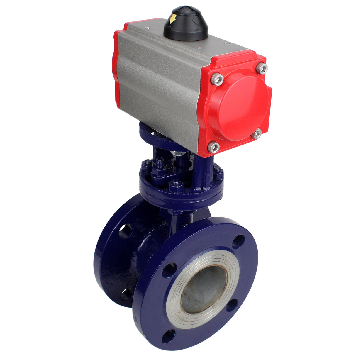 Vanne papillon d'eau Elephant WBV3EX-3432M-1W-F-ISO, matériau du corps - Acier au carbone, matériau du disque - Acier inoxydable AISI 316, joint - Métal, actionneur pneumatique PA-SA avec ressorts de rappel
