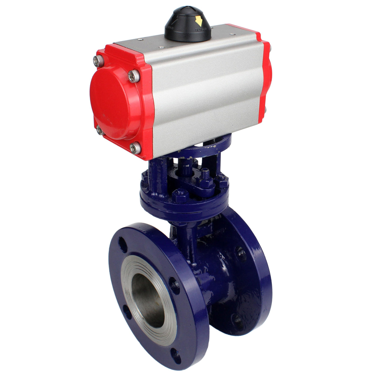 Vanne papillon d'eau Elephant WBV3EX-3432M-1W-F-ISO, matériau du corps - Acier au carbone, matériau du disque - Acier inoxydable AISI 316, joint - Métal, actionneur pneumatique PA-SA avec ressorts de rappel