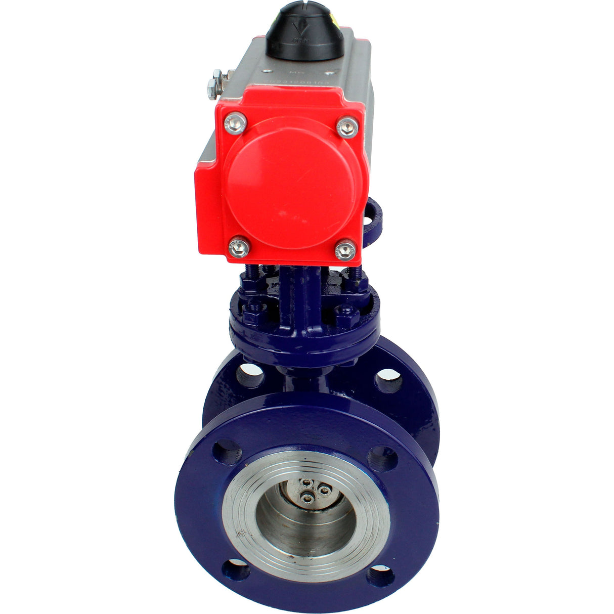 Vanne papillon d'eau Elephant WBV3EX-3432M-1W-F-ISO, matériau du corps - Acier au carbone, matériau du disque - Acier inoxydable AISI 316, joint - Métal, actionneur pneumatique PA-SA avec ressorts de rappel